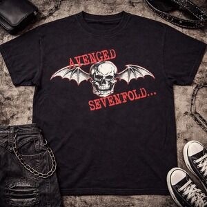 Y2K Avenged Sevenfold Deathbat Graphic T-Shirt Mens Large Hopeless Records Black